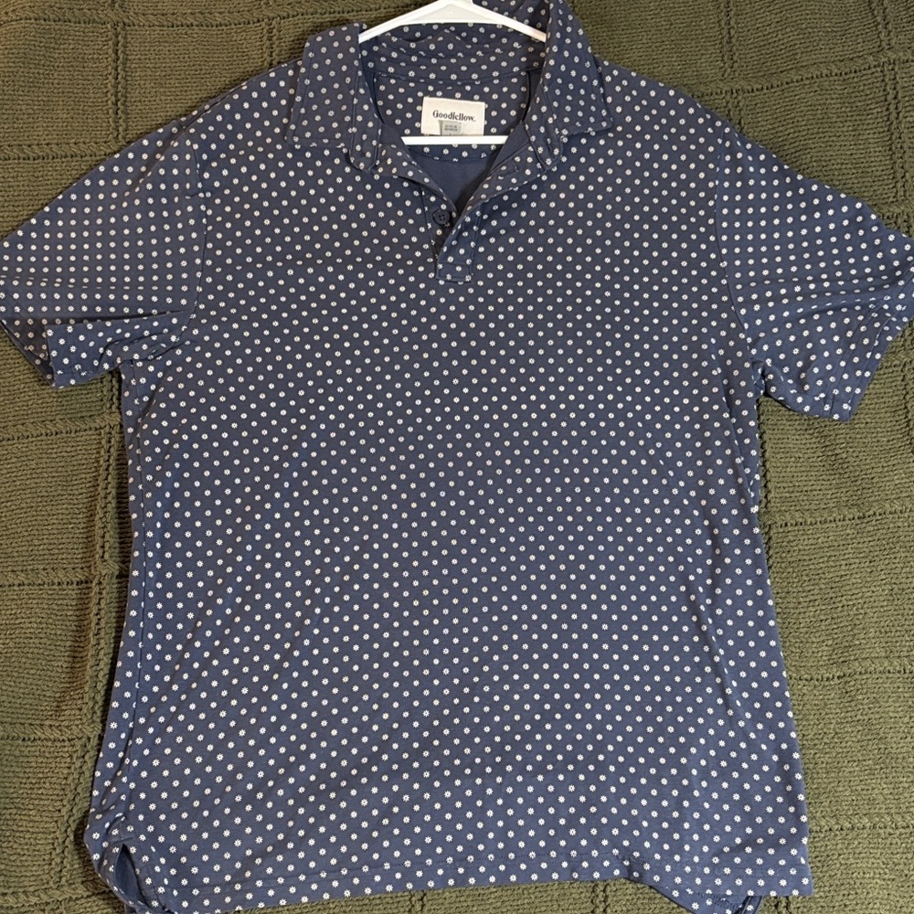 Goodfellow & Co Men's Blue Polka Dot Polo